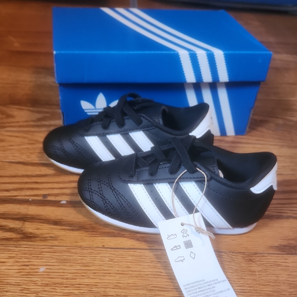 adidas Kids Black and White Classic Stripe Sneakers